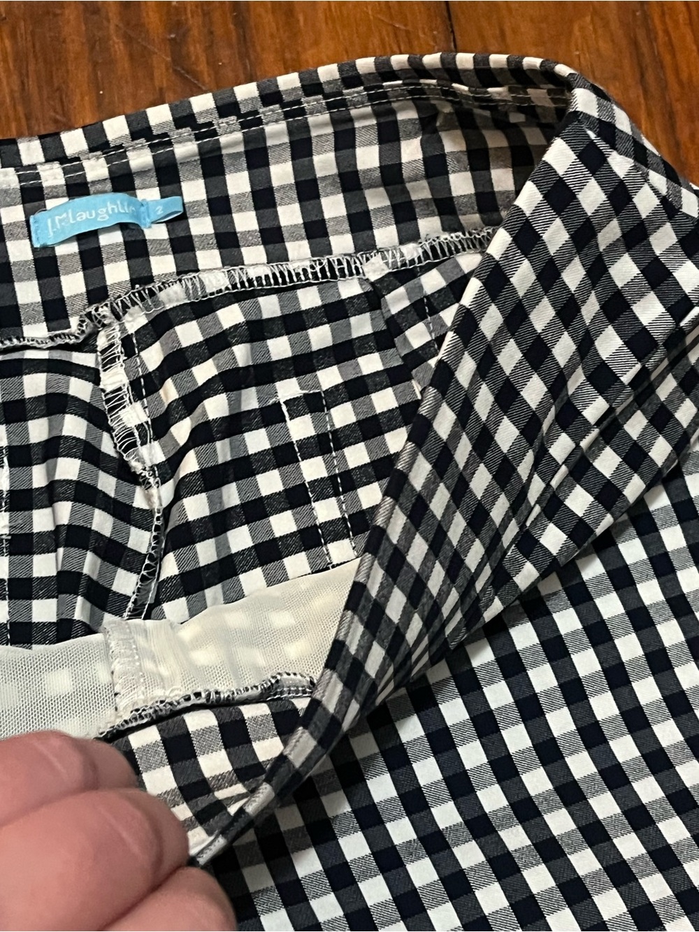 J. McLaughlin Women’s Navy and White Gingham Pull On Dress Pants Size 2 - Picture 4 of 7